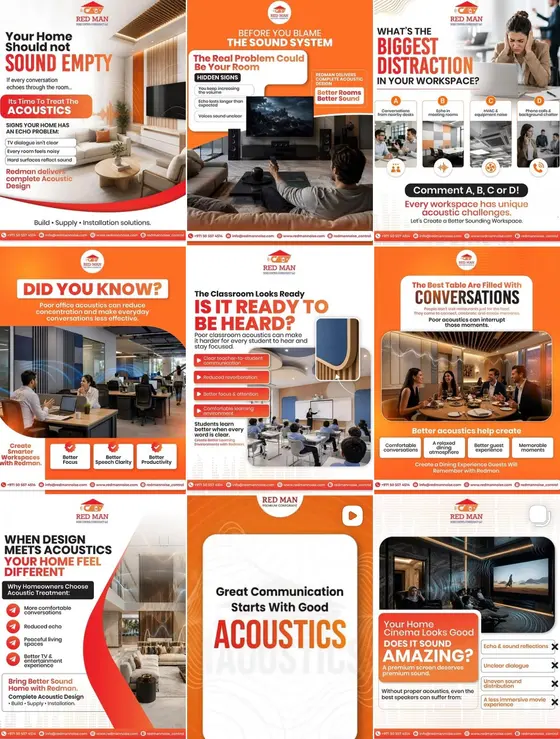 Acoustics & Interiors social media design by UpStream