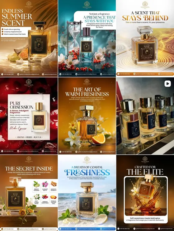 Instagram post designs for a fragrance brand in the UAE by UpStream
