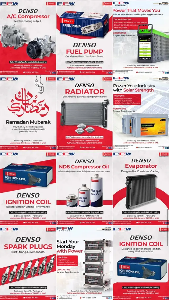 Instagram post designs for a auto parts trader in the UAE by UpStream