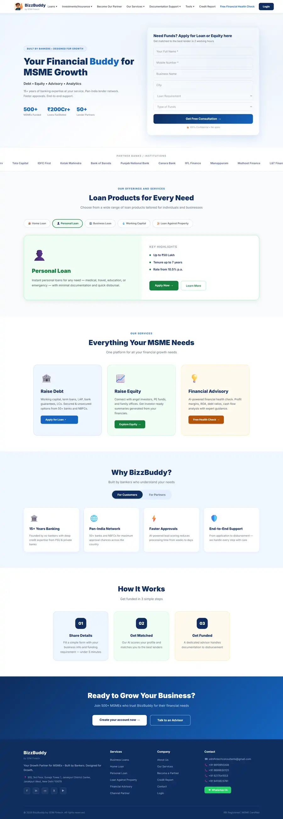 BizzBuddy website home page on desktop