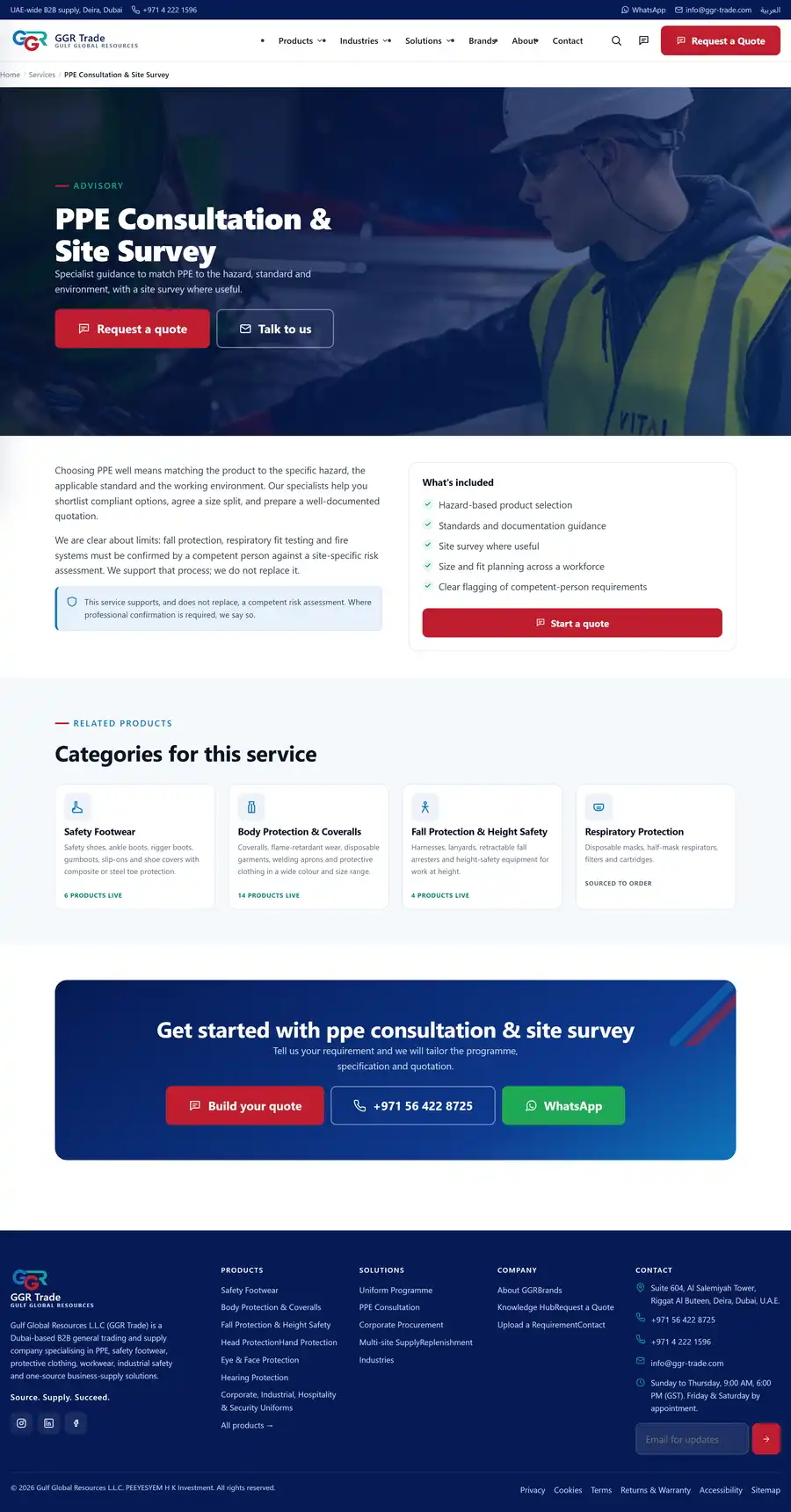 GGR Trade website home page on desktop