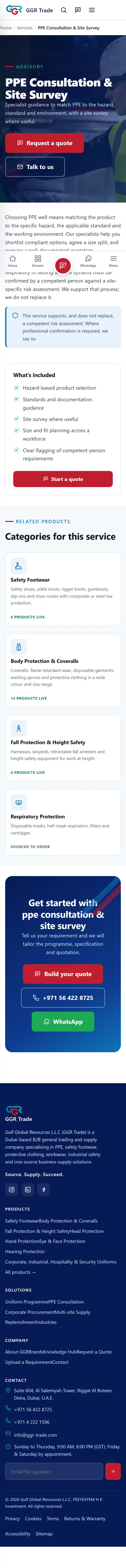 GGR Trade website home page on mobile