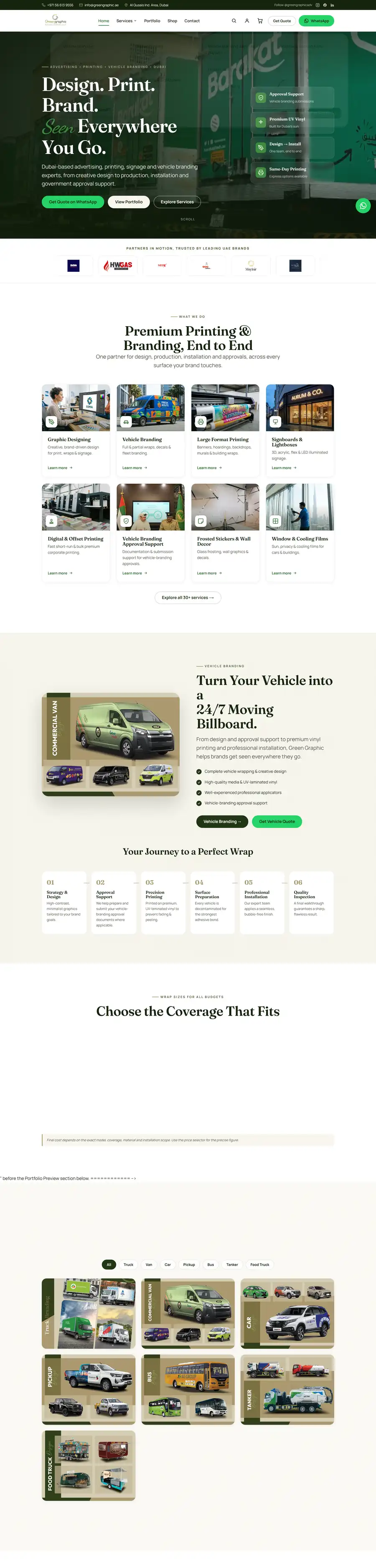 Green Graphic website homepage, built by UpStream