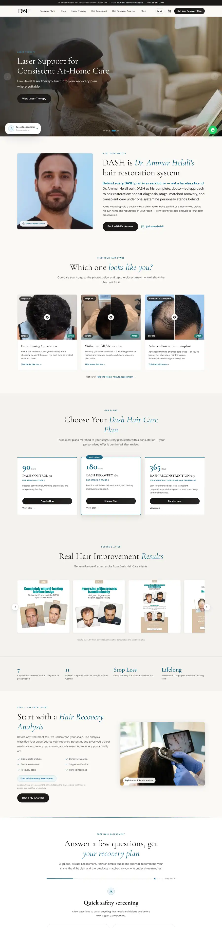 Hair By Dash website home page, built by UpStream