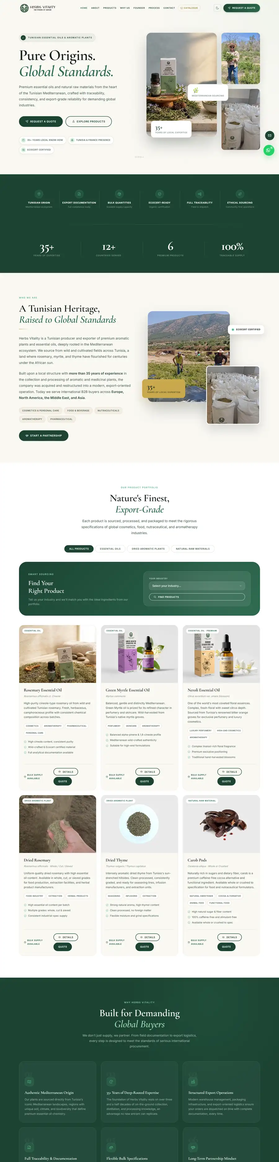 Herbs Vitality website home page, built by UpStream