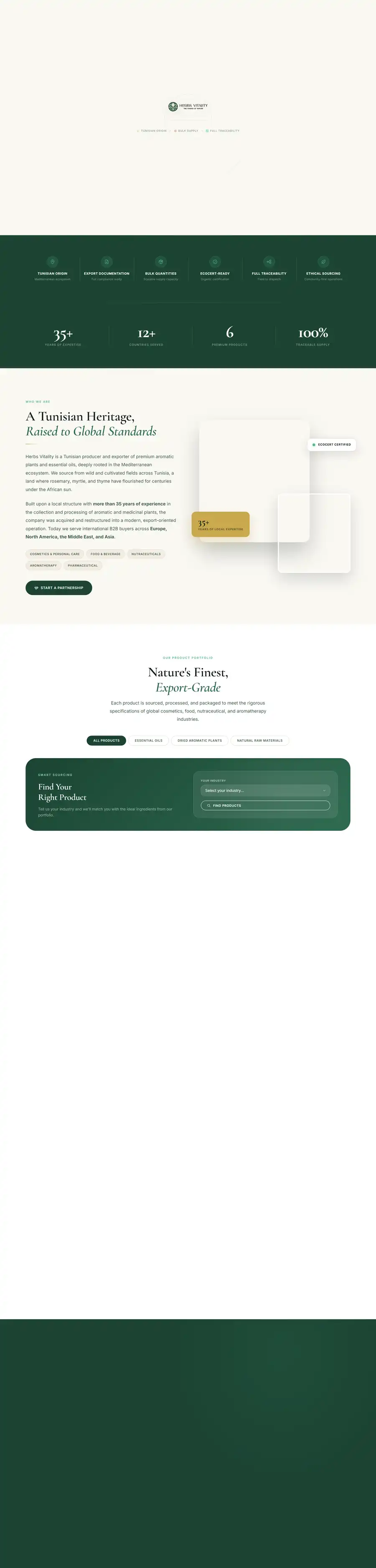 Herbs Vitality website home page on desktop