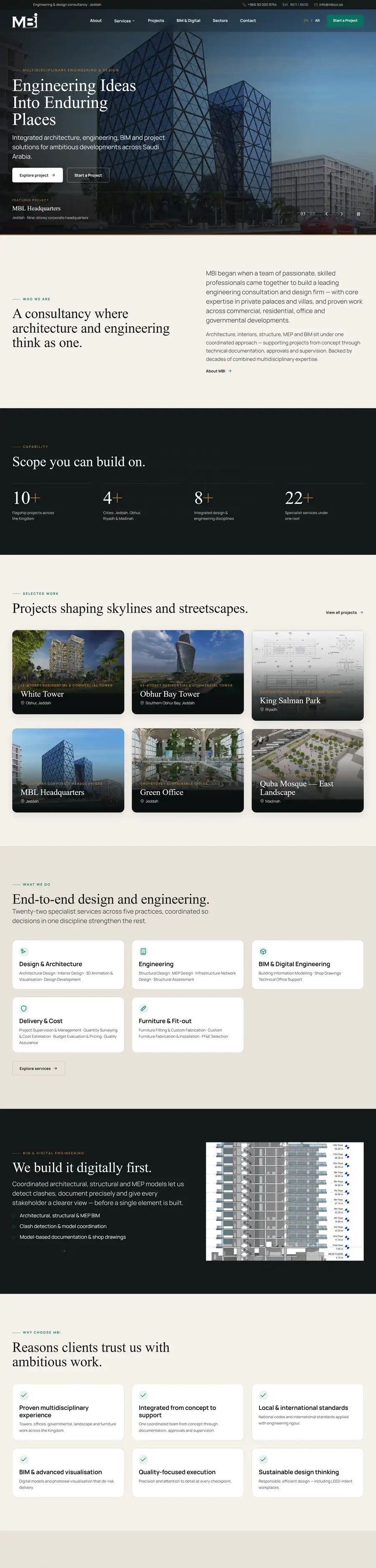 Modern Business Innovator (MBI) website home page on desktop