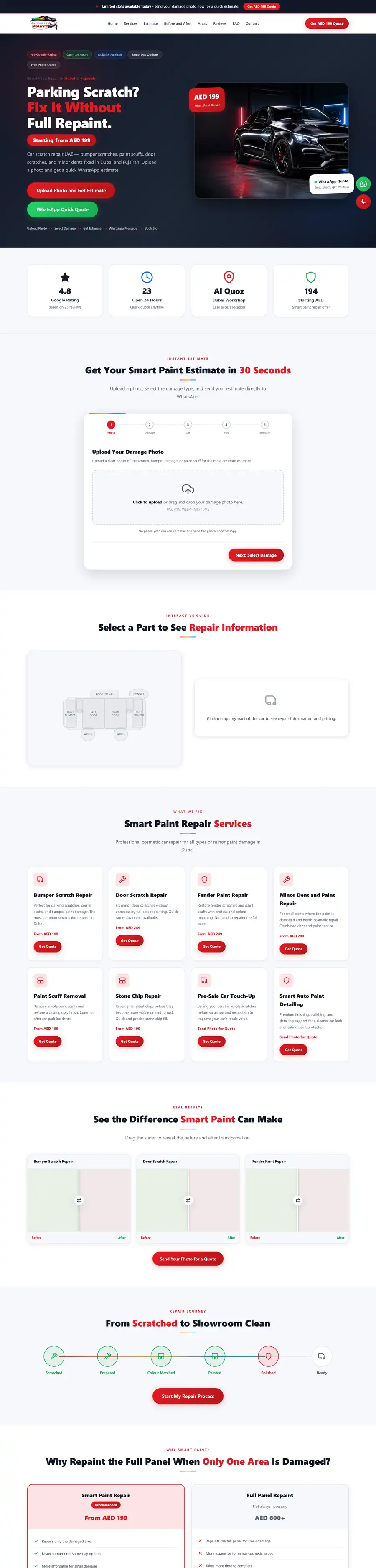 Smart Paint Auto Paint & Detailing website home page, built by UpStream