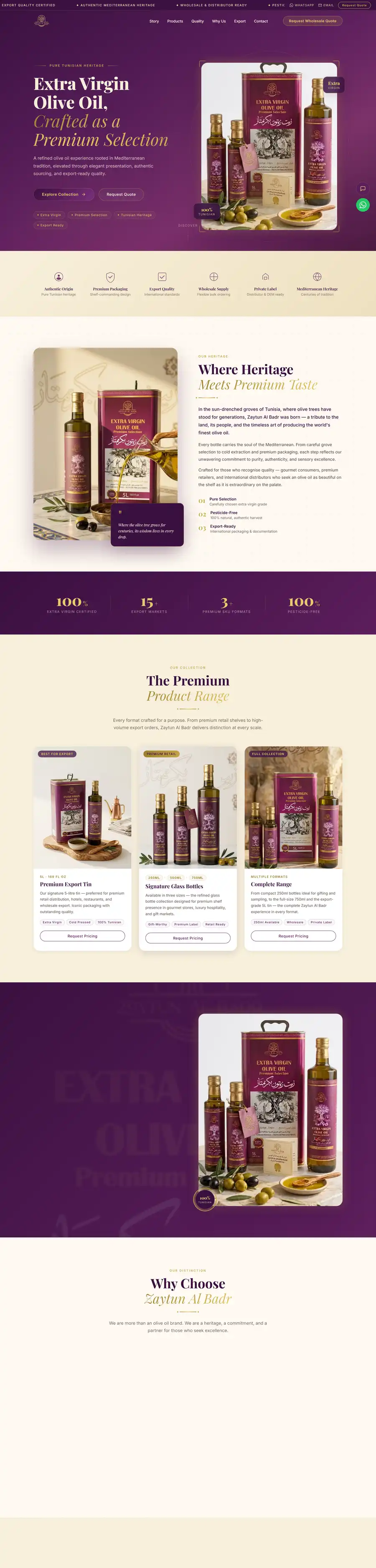 Zaytun Al Badr website home page on desktop