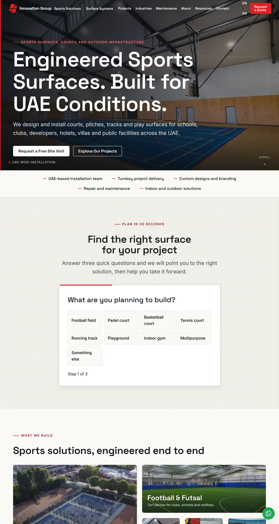 Innovation Group homepage, a custom-coded website by UpStream